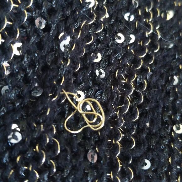 Chico's black & gold stripe open knit sweater, sequins, sheer, 3/4 sleeve 2 (12) - Picture 10 of 10